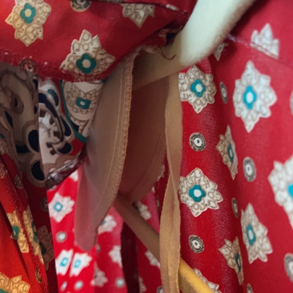 Vintage Pleated Print Dress with elastic stretch waist and matching belt Size 14 - Picture 7 of 8